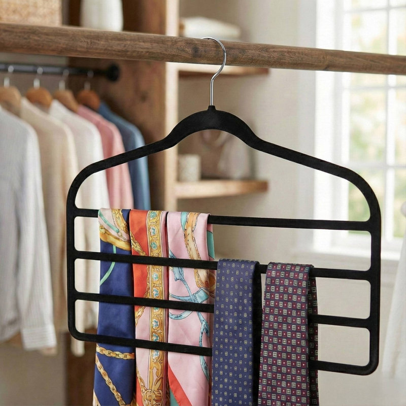 Velvet 4-Bar Trouser Hangers, 4, Black