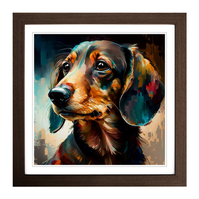 Dachshund Palette Knife Painting - Framed Print