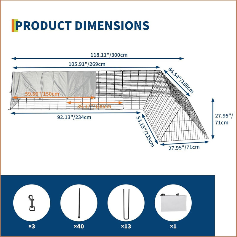 Portable Chicken Tunnel Run With Corner Frames, Predator-proof Chicken Coop With Steel Construction & Waterproof Tarp For Hens/ducks/rabbits, Free-range Garden Protection