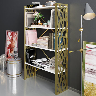 147.32cm H x 88.9cm W Metal Etagere Bookcase