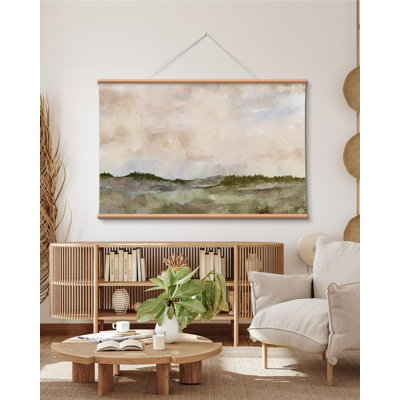Minimalist Watercolor Landscape Framed Wall Art - Soft Neutral Abstract Nature Style - Extra Large Living Room & Bedroom Decor