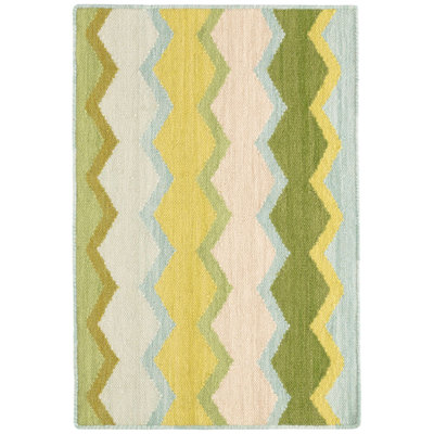 Safety Net Green Handwoven Wool Rug