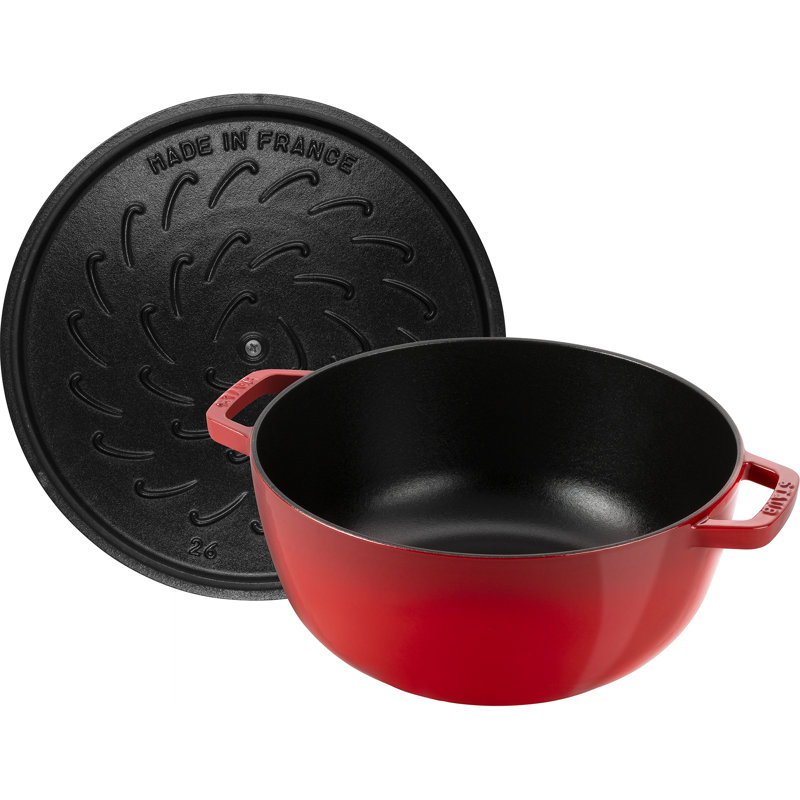 Staub Cast Iron Essential French Oven, Dutch Oven, 5-Quart, Serves 5-6, Made In France,  With Horse Lid - Cherry, Cherry
