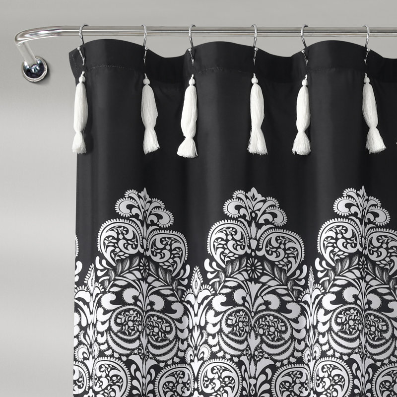 Boho Medallion Shower Curtain, Black