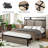 Bed Frame Queen Size, Platform Bed Frame With Storage LED Light Headboard And 2 USB, No Noise,No Spring Mattress Required And Simple Assembly Tools-62995120
