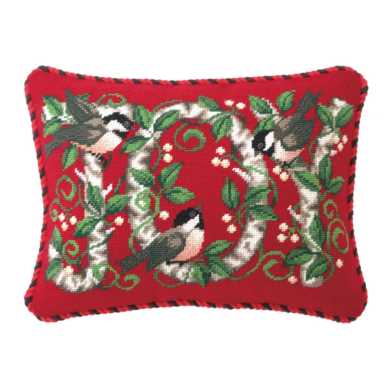 Coussin lombaire chickadee chaussette noël Joy