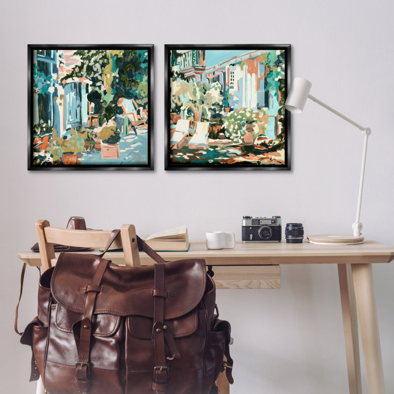  Plants on Town Buildings, ensemble de 2 toiles flottantes encadrées par Melissa Wang, H 25 po x l 25 po