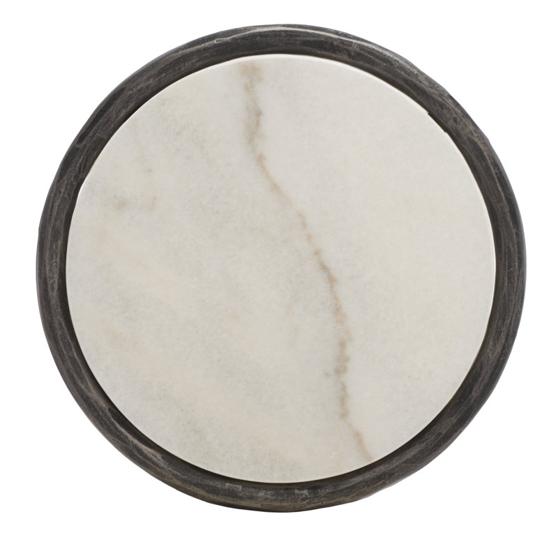 Table de bout Evelynn, Plateau en marbre blanc / base noire