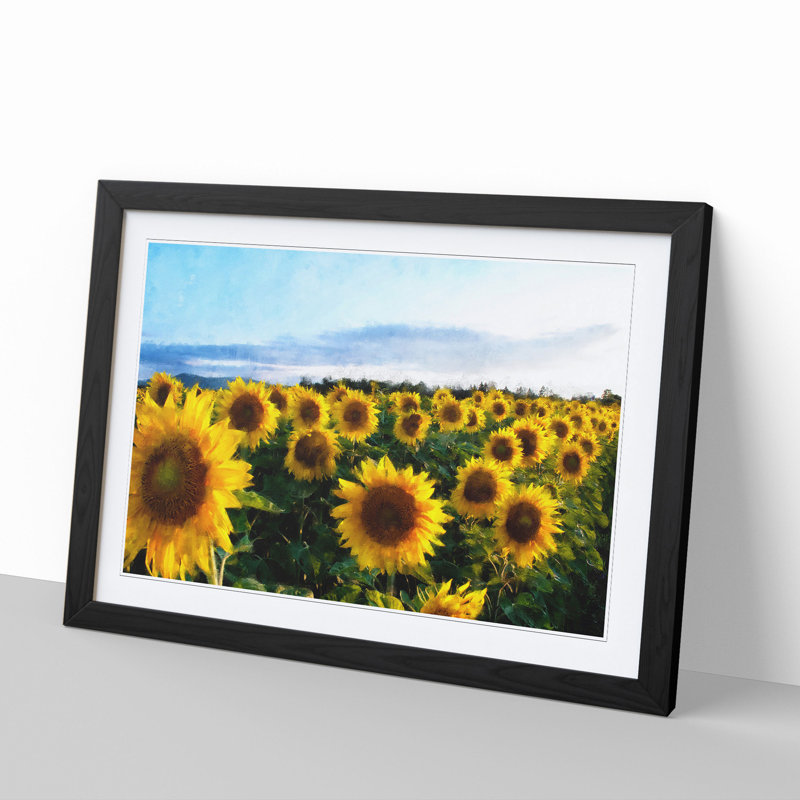 Sunflowers - Picture Frame Painting, Black Framed, 27cm H x 36cm W x 2cm D