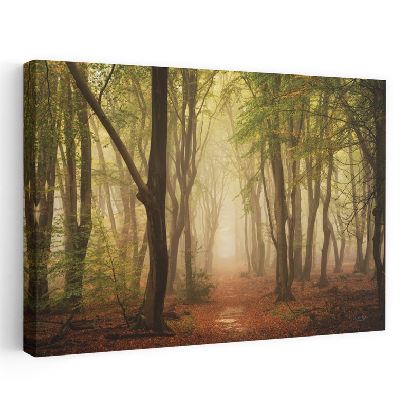 Chemin de paix abstrait, art contemporain de paysage de forêt, H 24 po x l 36 po