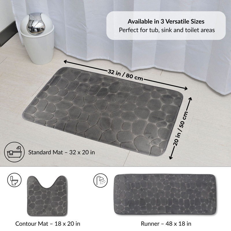 Cobble Stone Mat Bath Mat, Dark Grey