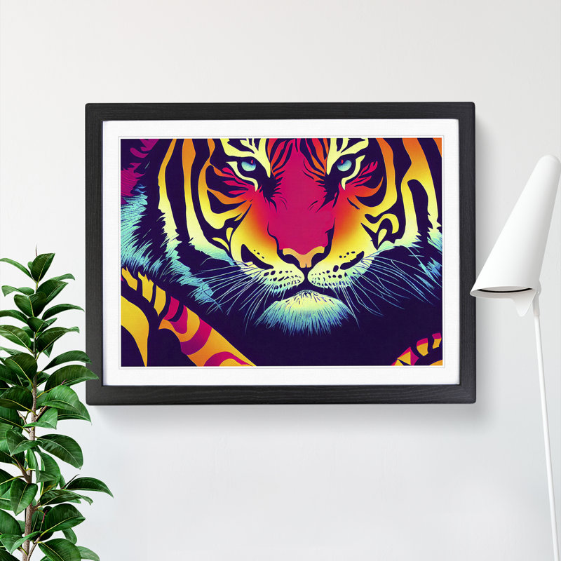 Luscious Tiger Abstract - Single Picture Frame Print, Black, 46cm H x 64cm W x 2cm D