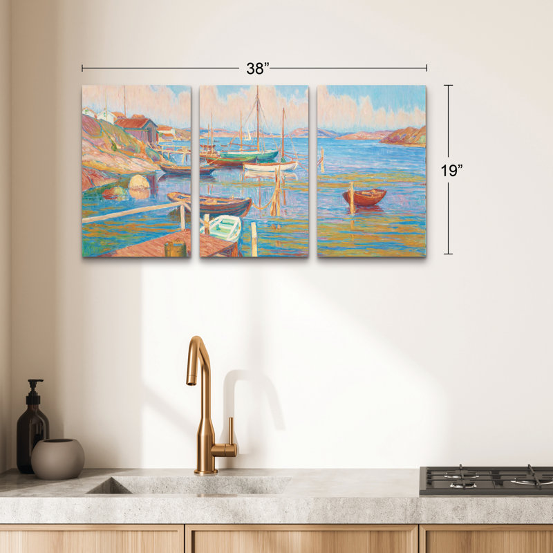 Ensemble de 3 panneaux d'art mural - Marcus Jules «Master 5», art mural sur toile pour le salon, la chambre à coucher ou le bureau 