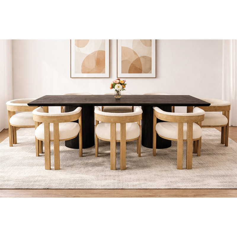 Ensemble de table de salle à manger 96 po avec 8 chaises ivoire Sullivan