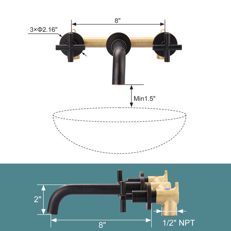 Wall Mounted Optional 2-handle Bathroom Faucet, Oil Rubbed Bronze