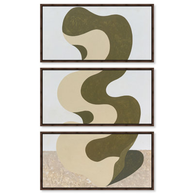 Ensemble d'art mural moderne bohème « Organic Curvature II » sur toile encadrée par Art Remedy, cadre en noyer, 40 x 20 pouces