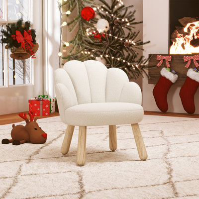 Flower Kids Chair With Solid Wood Legs