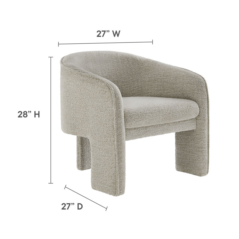 Fauteuil d'appoint rembourré en tissu Greer Boucle, Tissu de papier journal