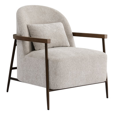 Ashwanth 27" Wide Upholstered Faux Sherpa Accent Chair With Lumbar Pillow