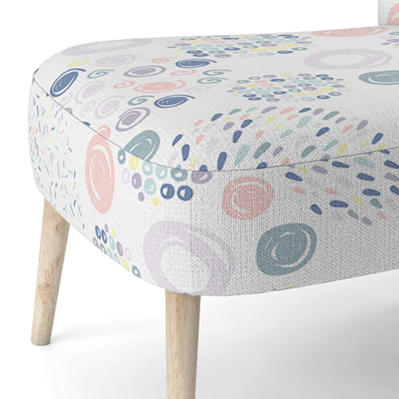 Chaise d'appoint rembourrée à motif White White Trendy Scribbles