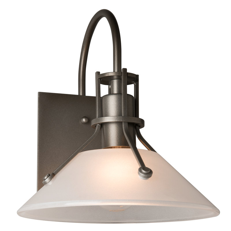 Henry Glass Shade Outdoor Barn Light, 10.5" H x 9.2" W x 10.4" D, Frosted Glass, Coastal Black
