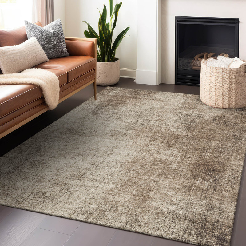 Tapis taupe Xhevrie intérieur / extérieur lavable à la machine, Rectangle 2 pi 6 po x 3 pi 10 po