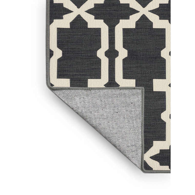 Machine Washable Trellis Gray Area Rug, Square 3'