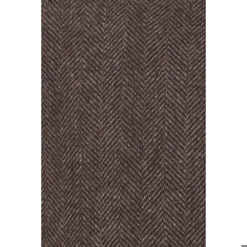 Wool Removable Cover Pillow Throw Authentic Handmade Square Polyester Fill Brown & Gray Herringbone With Gray Cotton Backing