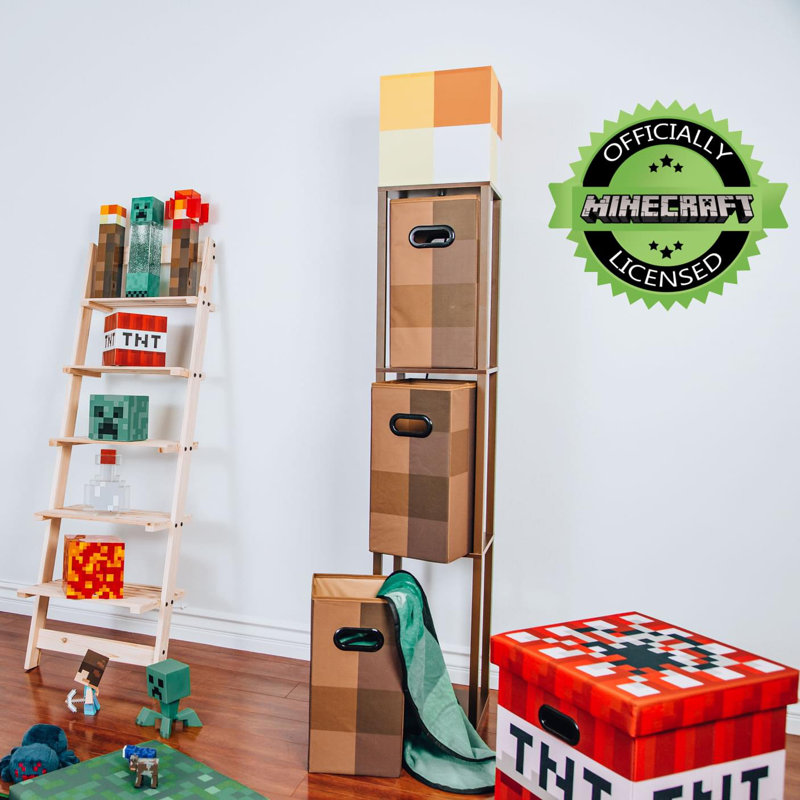 5' Multifunctional Minecraft Torch Floor Lamp with Storage