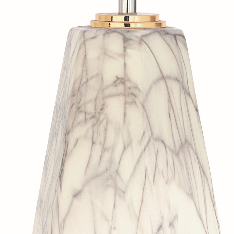 Ceramic Faux Marble Table Lamp with Base, White / Copper