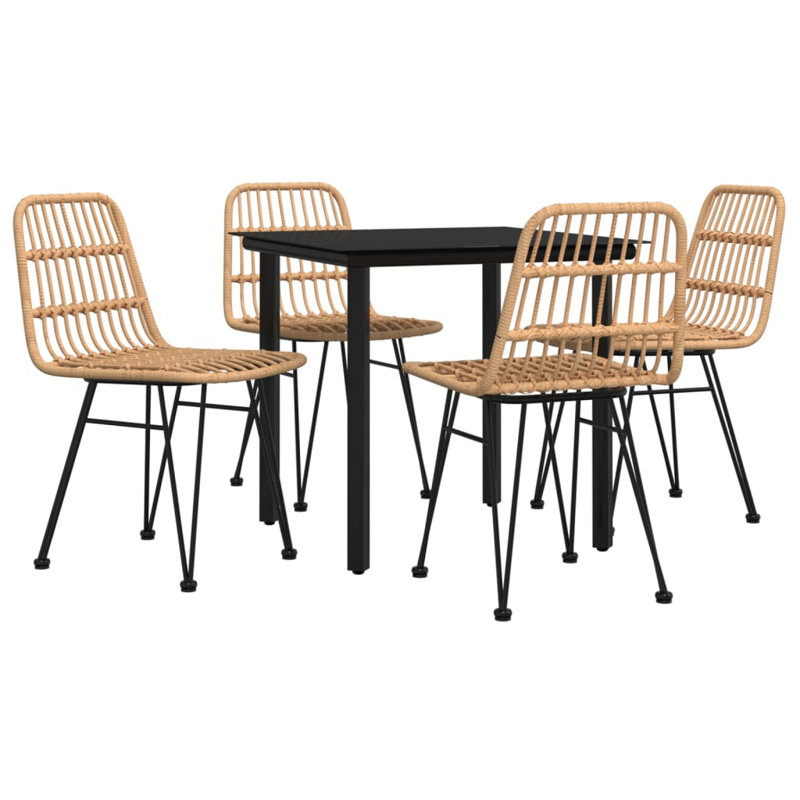 Ensemble de salle à manger 31,5 po Baldvina, Brun, 4