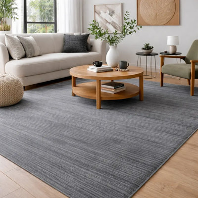 Handloom Area Rug | Wool & Bamboo Silk Modern Floor Rug | 9mm Silver Indoor Rug