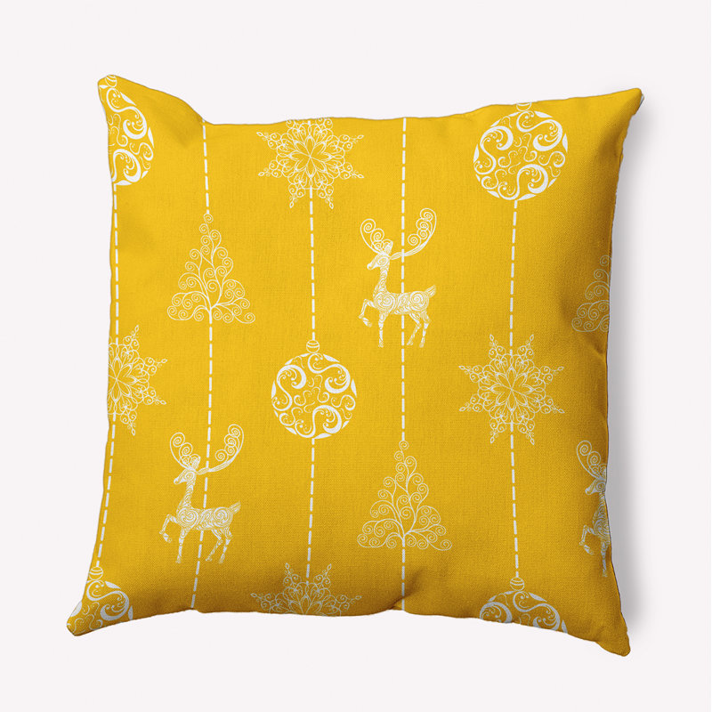 Coussin intérieur / extérieur Christmas Lines, H 16 po x l 16 po, Jaune
