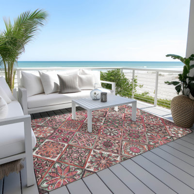 Machine Washable Indoor/Outdoor Boruta ACN2256 Panels Rug