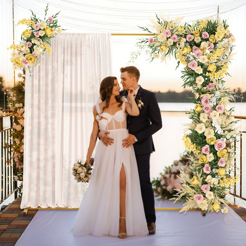 Adjustable 7.9'x6.6' Square Arch Backdrop Stand, Metal Wedding or Party Frame for Garden, Balloon, Birthday & Anniversary Decor