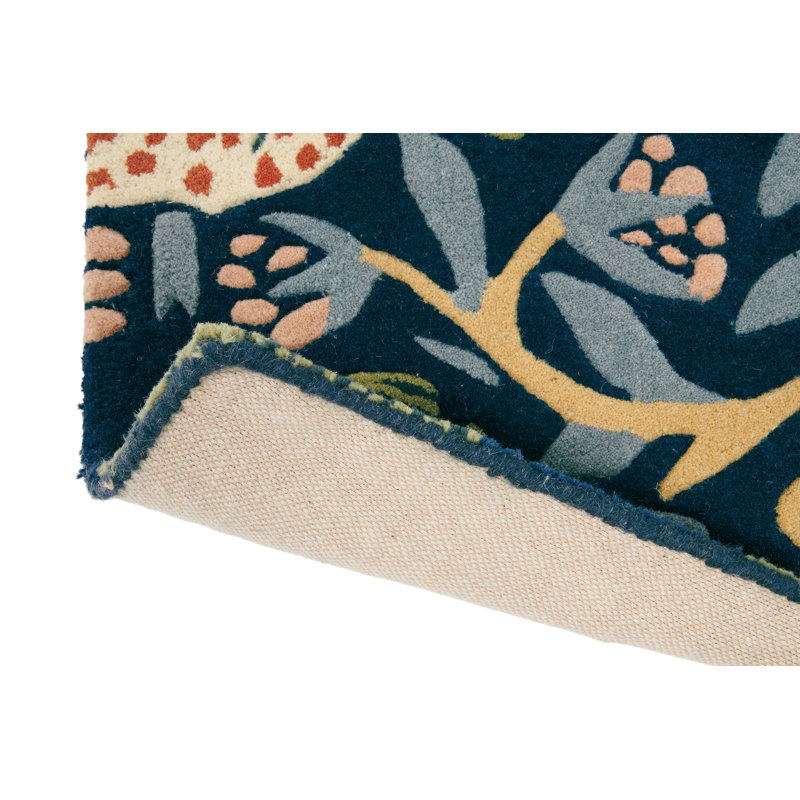 Wool Floral Area Rug in Blue, Rectangle 8'2" x 11'6"