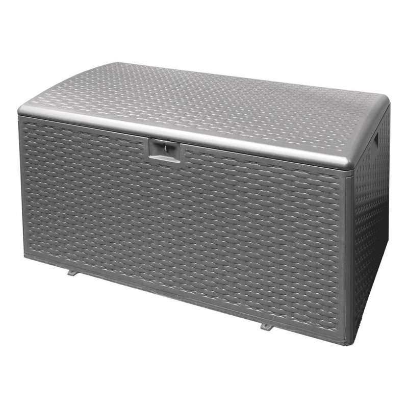 Driftwood Gray Lockable Resin Wicker Deck Box, 99 Gallon