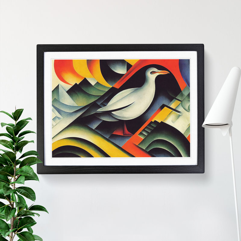 Abstract Seagull Art - Framed Print, Black, 34cm H x 46cm W x 2cm D