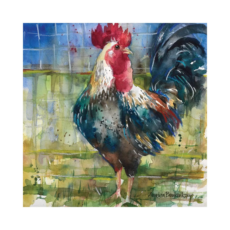 Fenced Fowl 1 Piece Wrapped Canvas Painting, 66.04 cm H x 66.04 cm W x 3.175 cm D