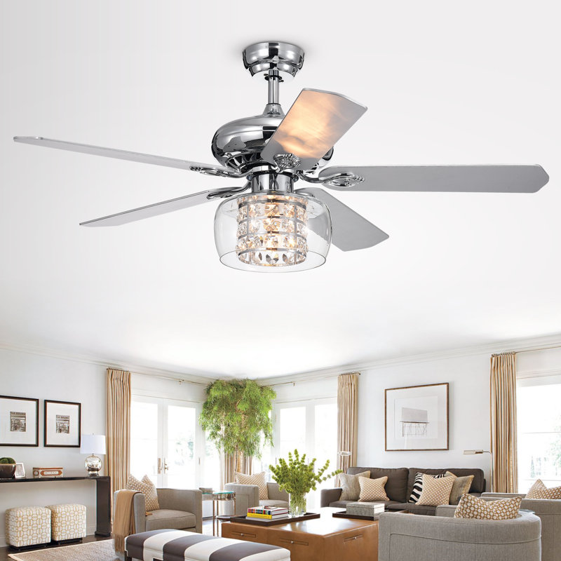 Ventilateur de plafond à 5 pales 52 po avec télécommande et ensemble d’éclairage inclus Gaines