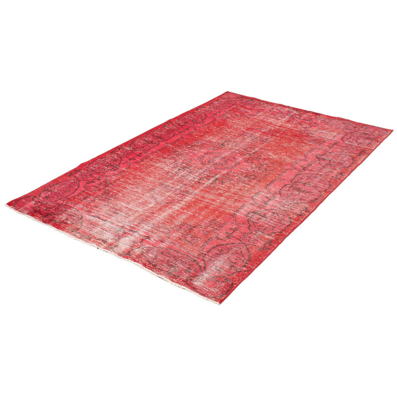 Tapis à main one-of-kind-noué la 2010 rouge 6 pi 9 po x 10 pi zone de laine 6 po Bevin