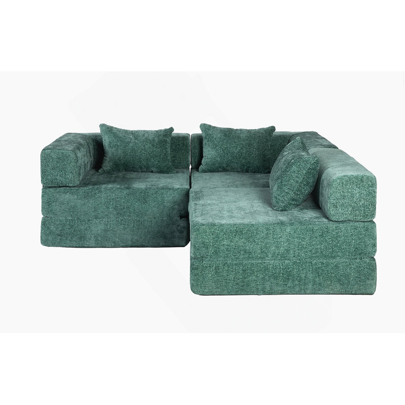 Boneless Compression Convertible Floor Sofa Bed With Fixed - Shape Frame, Boneless Modular Sectional, No Assembly, Ideal For Multi - Purpose Spaces