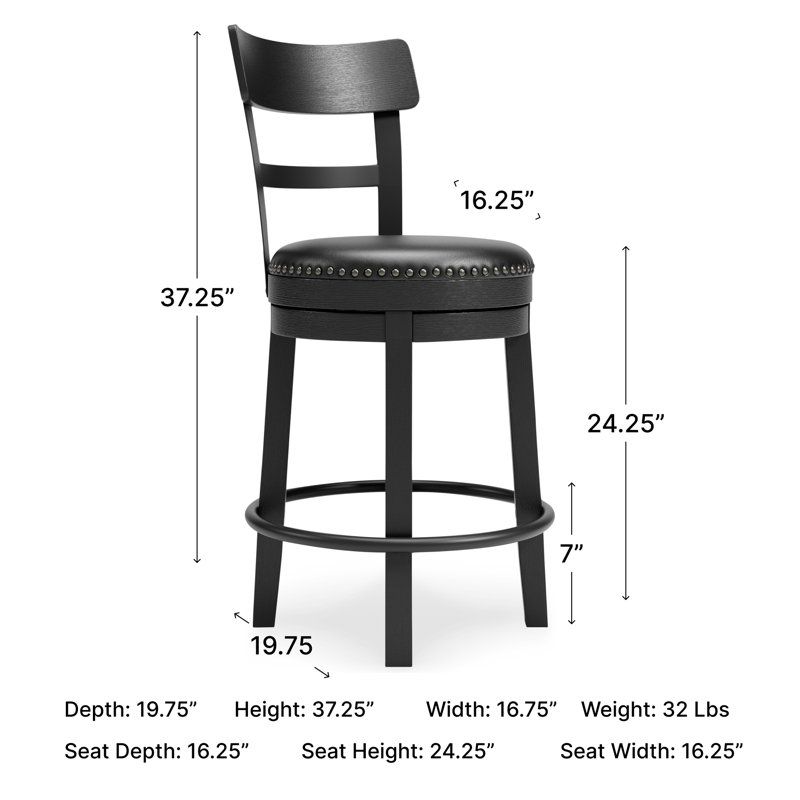 Swivel Upholstered Counter Stool with Solid Wood Frame