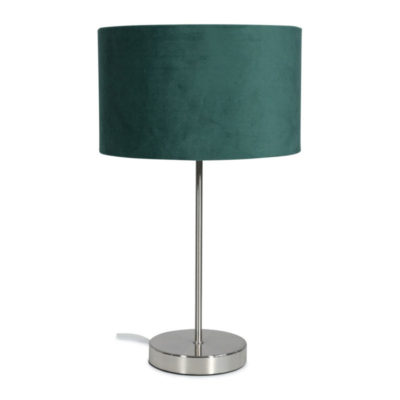 Dadiva Brushed Chrome Stem Table Lamp with Velvet Reni Shade, No, 38cm H x 17.5 cm W x 44.45cm D