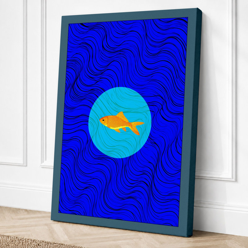 Fish In Window Modern - Print, 24x16 - 61.0 x 40.6 cm, Teal Border