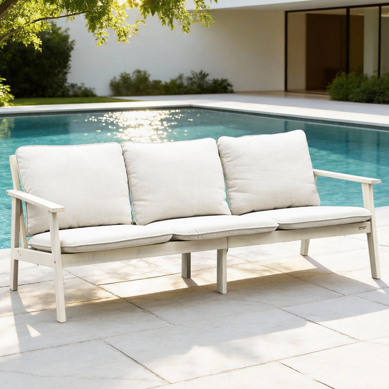 70.14'' Wide Acacia Patio Sofa With Cushions