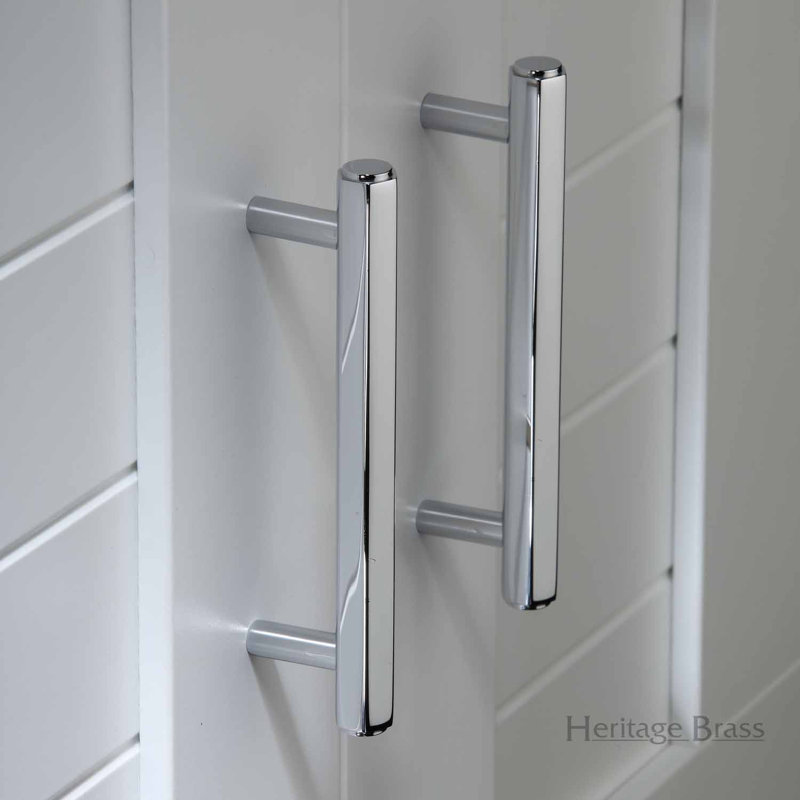 Heritage Brass Art Deco Collection Heritage Cabinet Pull Hexagon Design, Polished Chrome, 19.2cm L x 1.25cm W