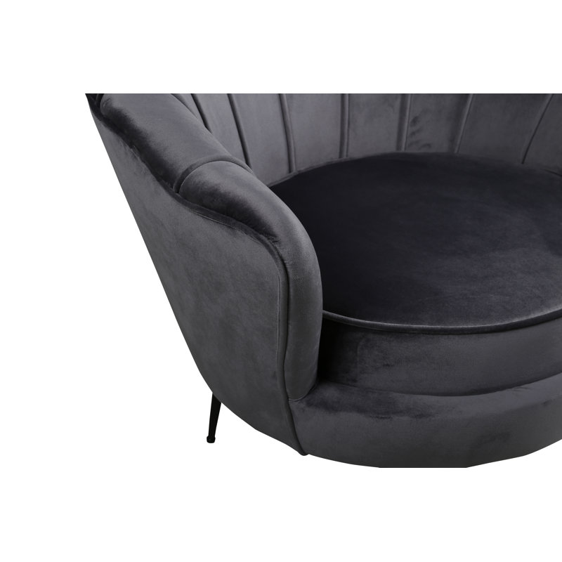 Ines Velvet Barrel Chair, Dark Grey
