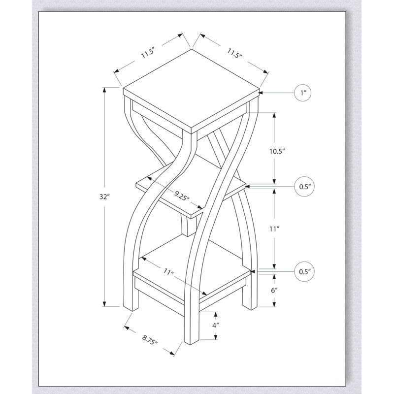 Table d'appoint moderne à 3 niveaux en stratifié avec rangement, parfaite pour le salon et la chambre à coucher.