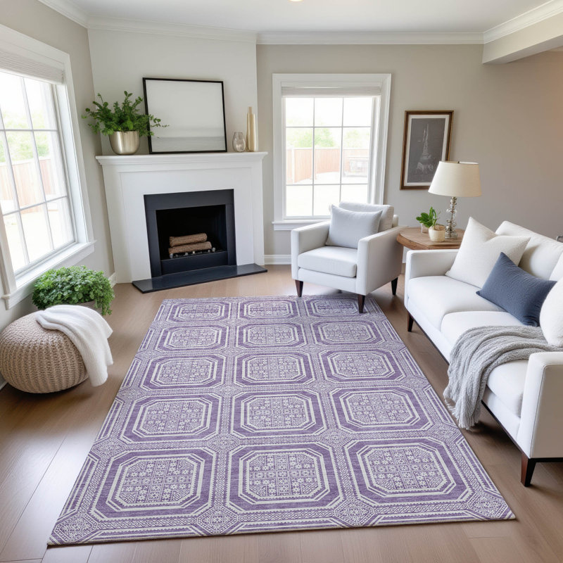Tapis géométrique de qualité supérieure lavable à la machine Elize AMF1451, Rectangle 10 pi x 14 pi